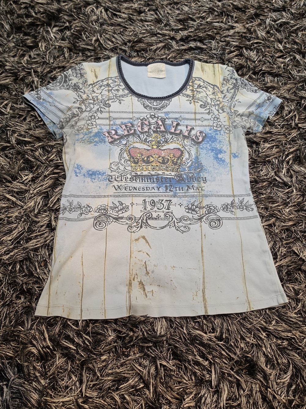 Skinny Minnie Light Blue Regal Crown Graphic Tee